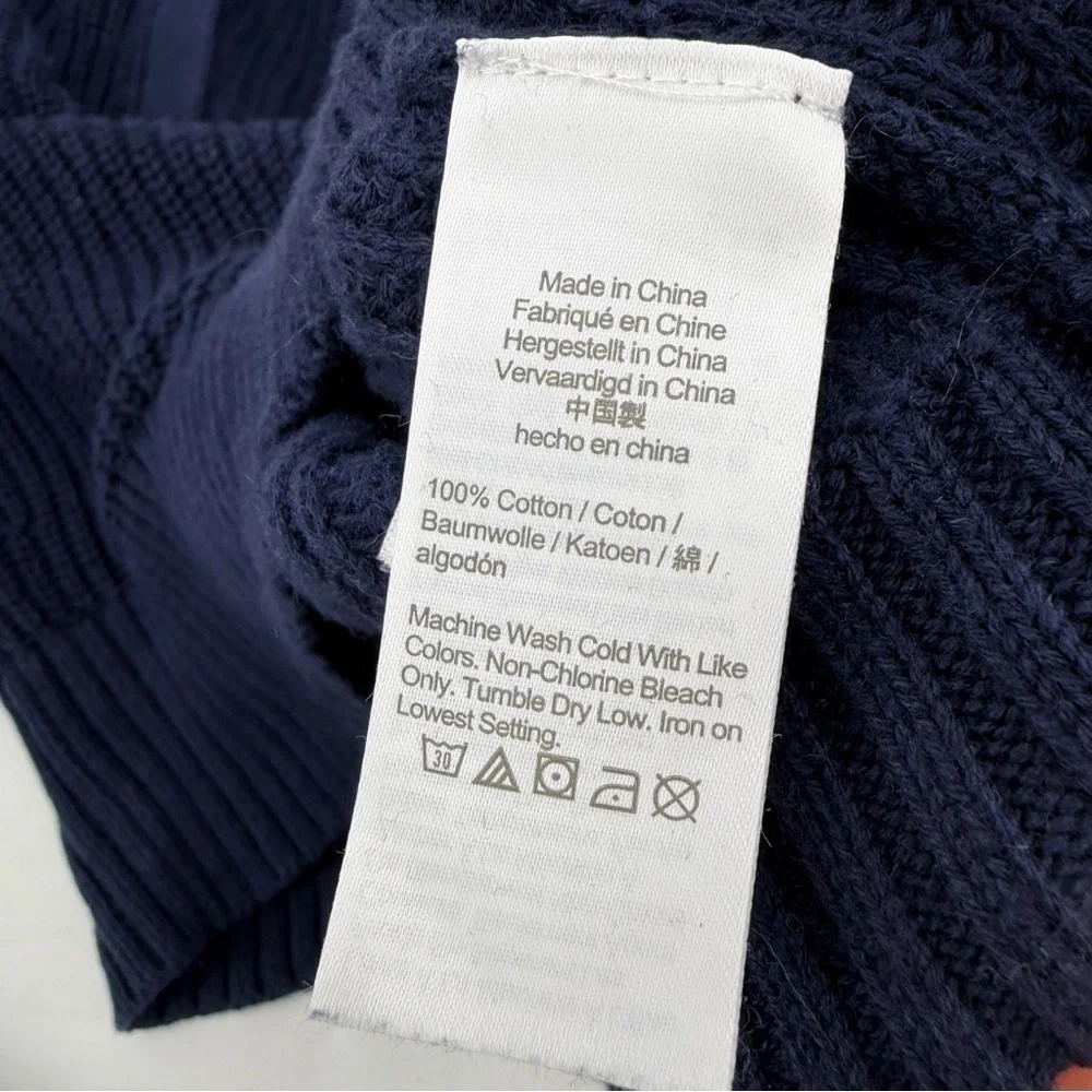 J. Crew Collared Cotton Beach Sweater Navy Blue Medium